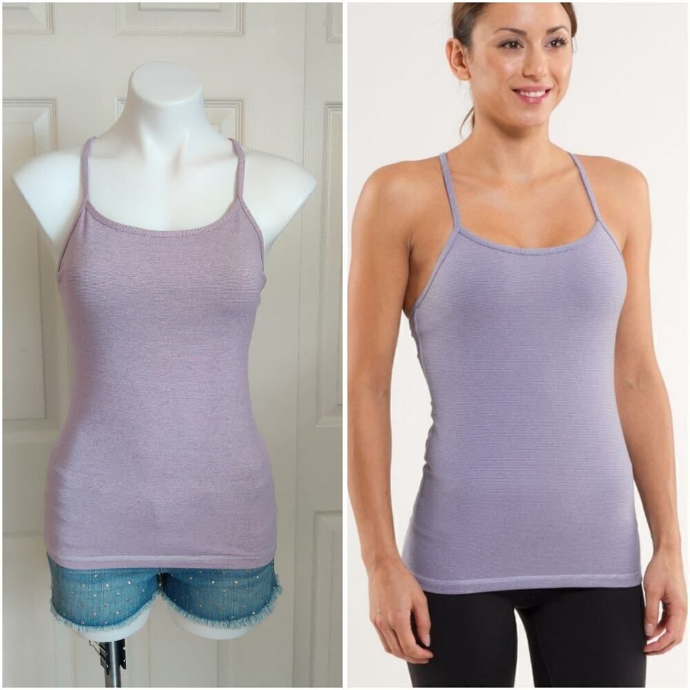 Lululemon Power Y Tank purple wee stripe sz 6
